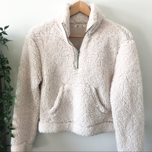 Garage Tops - Garage Sherpa Quarter Zip Cropped Sweater